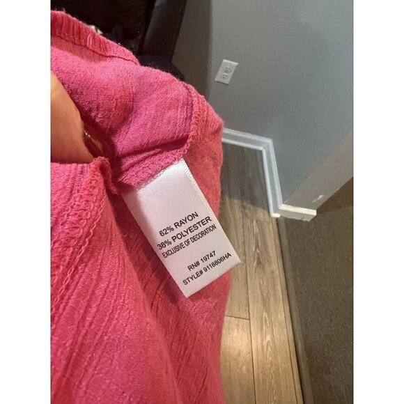 Counterparts Feminine Pink Large L Blouse Key Hole Lace Tie Long Bell Sleeves - Picture 5 of 5